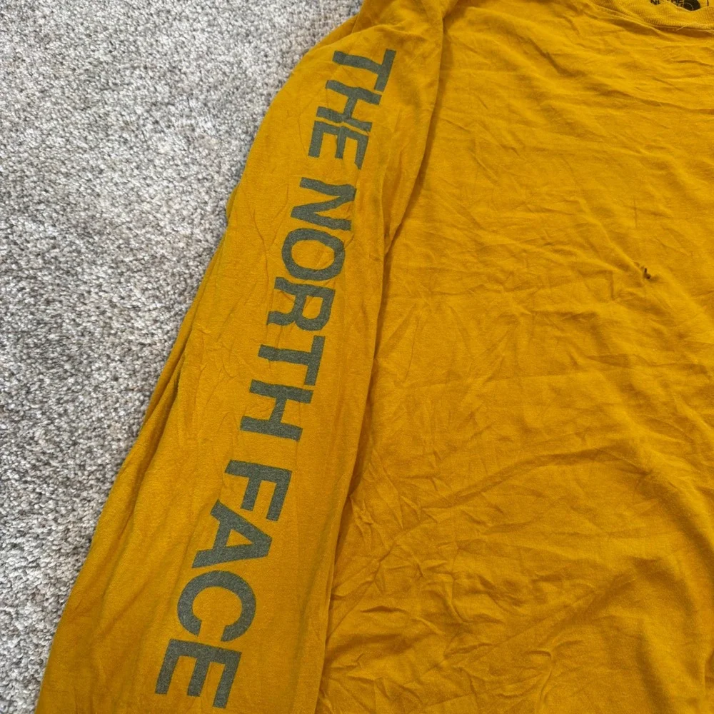 The North Face Mens Mustard Yellow Long Sleeve Graphic Logo T-Shirt Size Large
